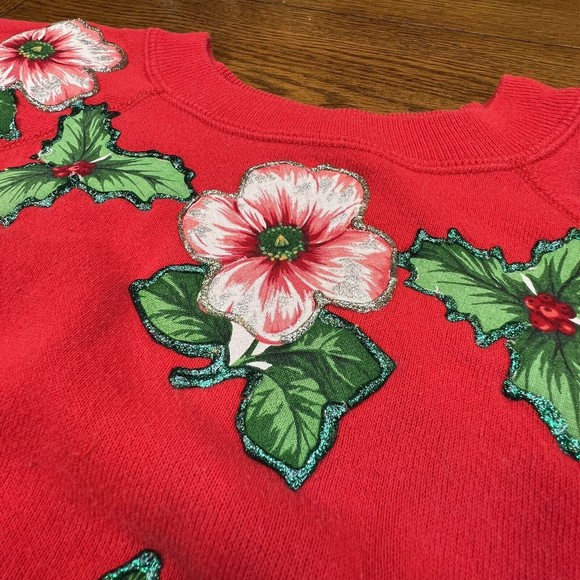 VTG Ugly Christmas Sweatshirt Hanes Her Way Size Large - Picture 6 of 9